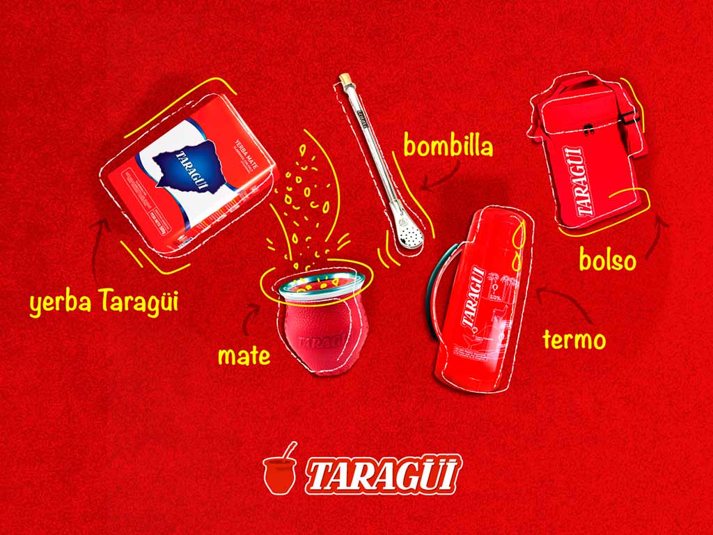 Termo bombilla y yerba mate taragui